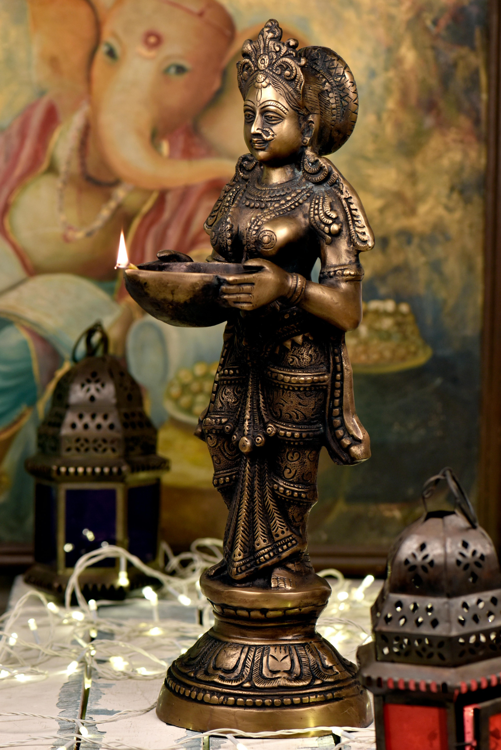 brass idol closeup